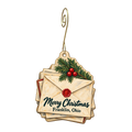 Franklin Area Historical Society — Christmas custom wood ornament OC1734, photographic gold spiral hook