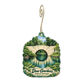 Dow Gardens — Store identity custom wood ornament OC1739, photographic gold spiral hook