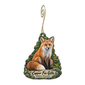 Copper Fox — Store identity custom wood ornament OC1745, photographic gold spiral hook