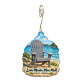 Lake Martin Mini Mall — Store identity custom wood ornament OC1748, photographic gold spiral hook
