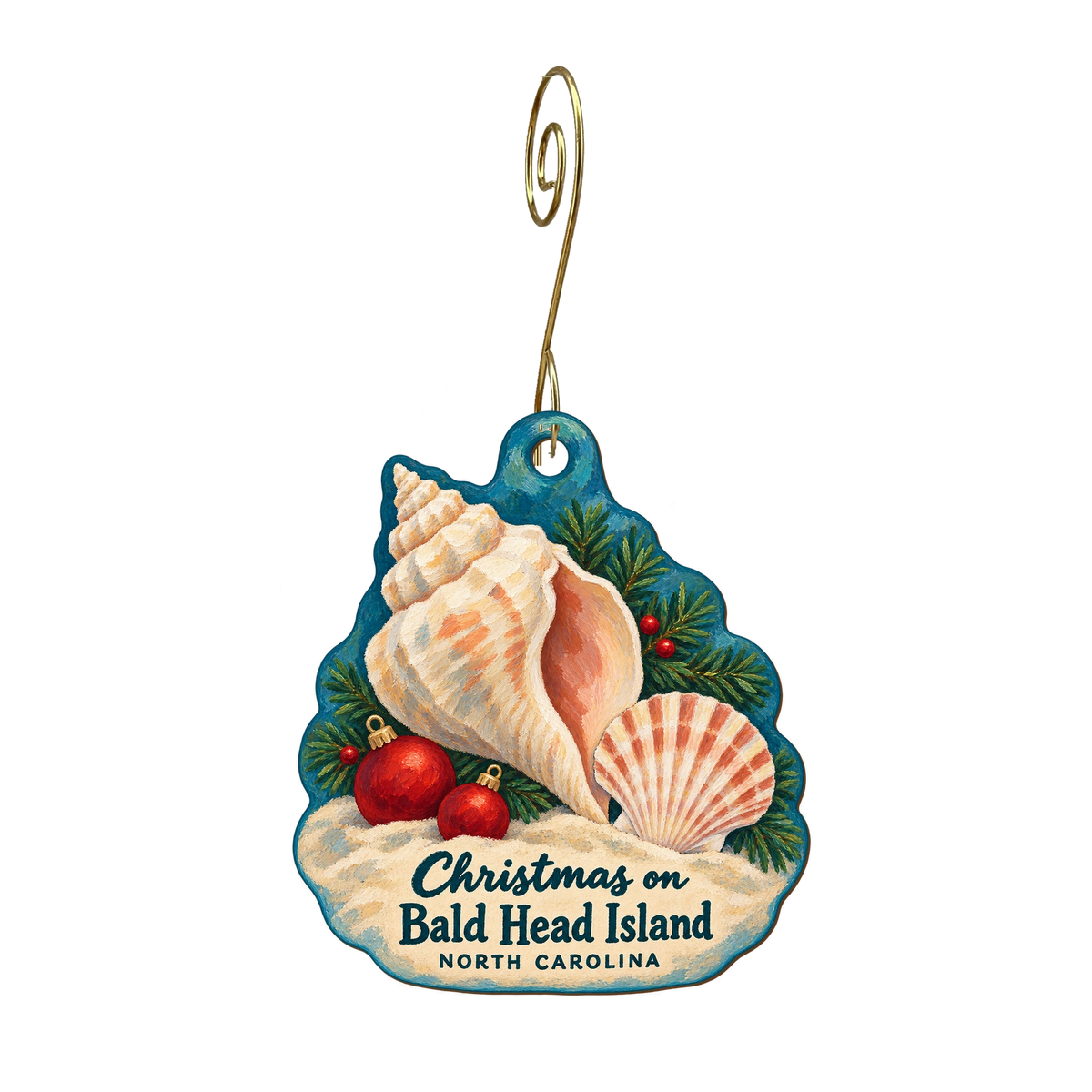 Bhi Conservancy — Christmas custom wood ornament OC1758, photographic gold spiral hook