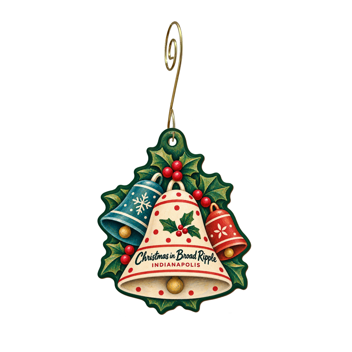 Artifacts Gallery — Christmas custom wood ornament OC1764, photographic gold spiral hook