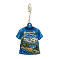 Mammoth Shirt Company — Store identity custom wood ornament OC1766, photographic gold spiral hook