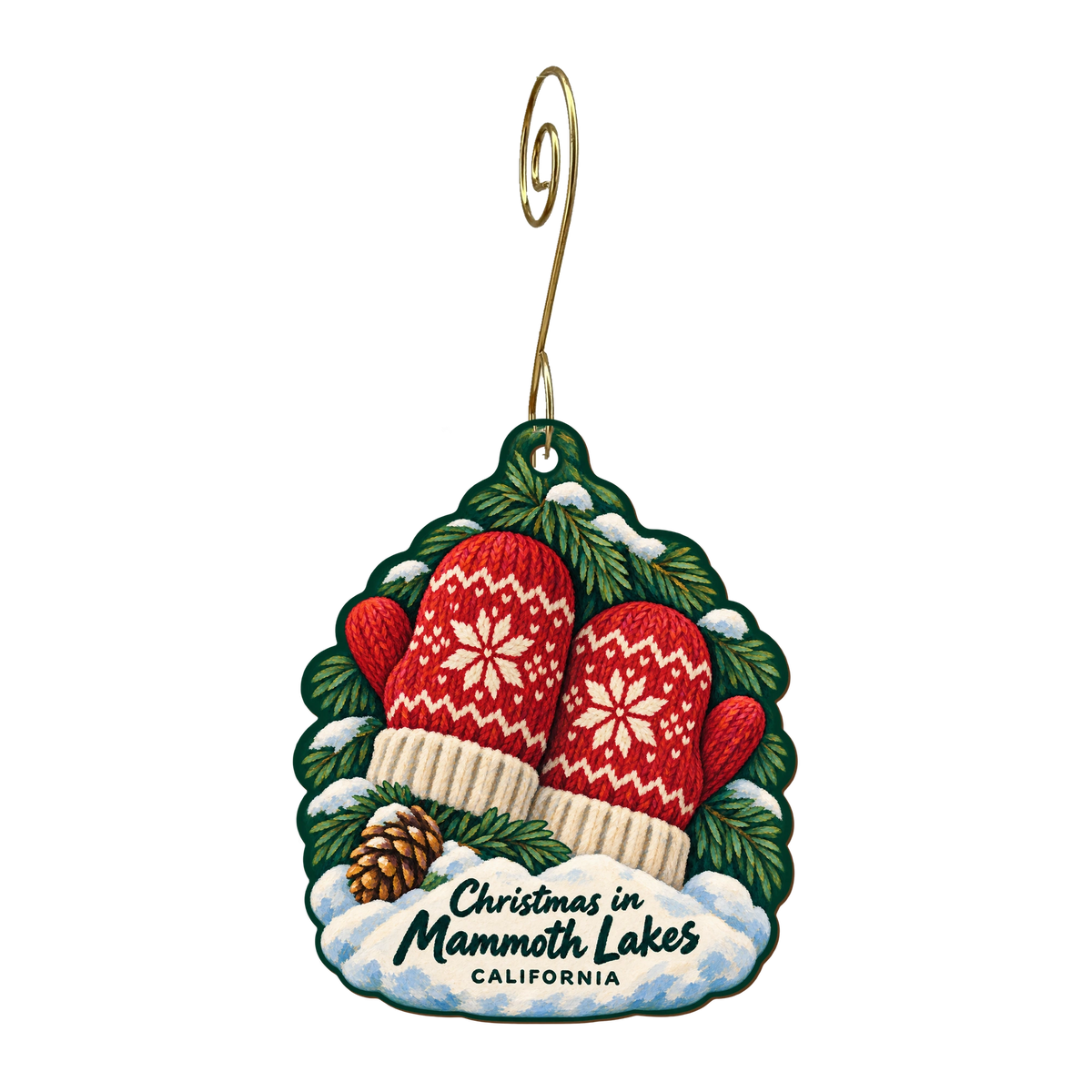 Mammoth Shirt Company — Christmas custom wood ornament OC1767, photographic gold spiral hook