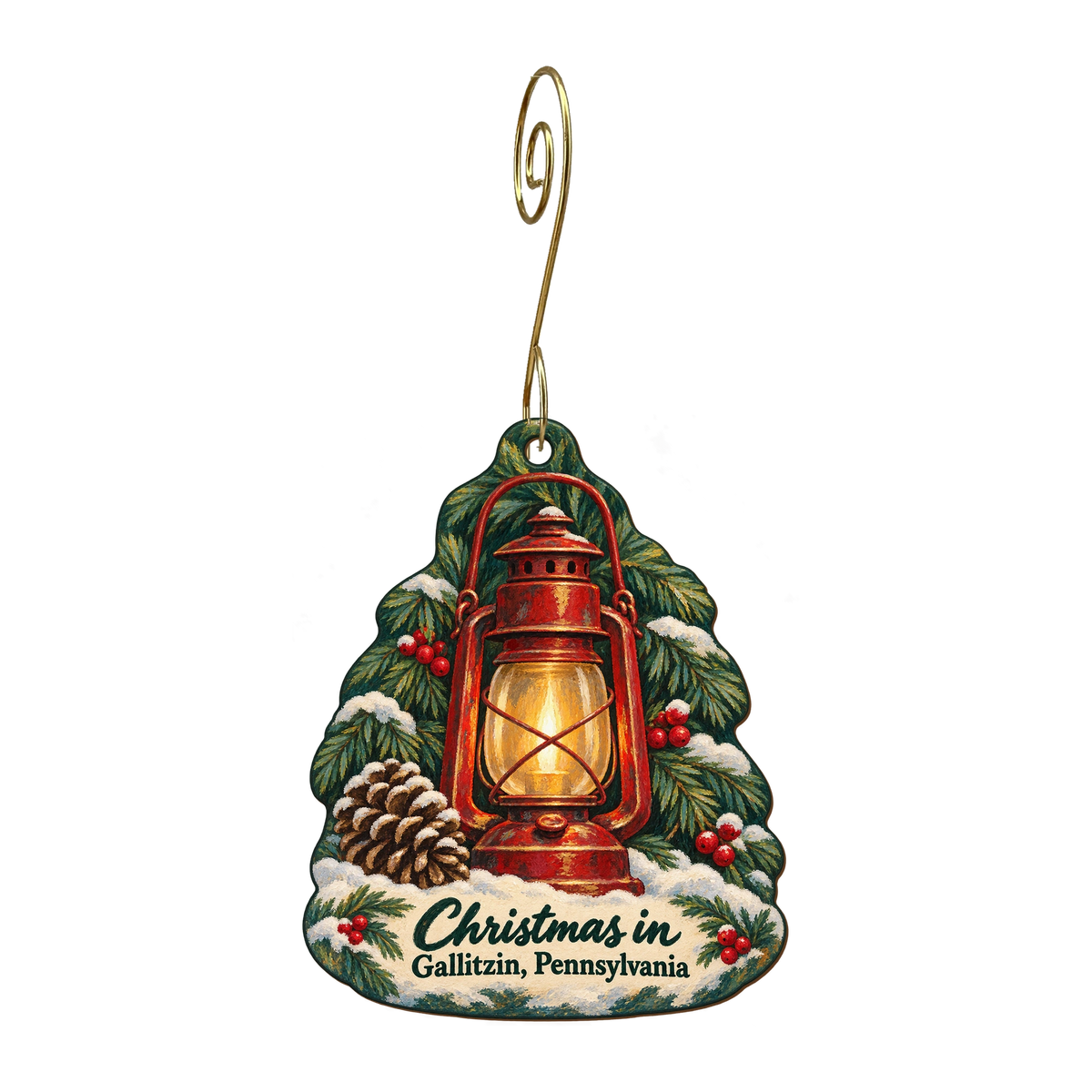EN Allegheny Portage RR NHS — Christmas custom wood ornament OC1770, photographic gold spiral hook