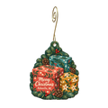 delighted — Christmas custom wood ornament OC1776, photographic gold spiral hook