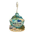 Mills Creek Natural Market — Store identity custom wood ornament OC1778, photographic gold spiral hook