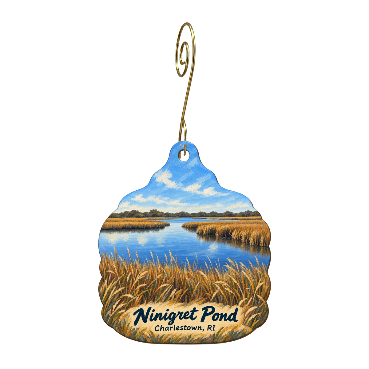 Mills Creek Natural Market — Local inspiration custom wood ornament OC1780, photographic gold spiral hook