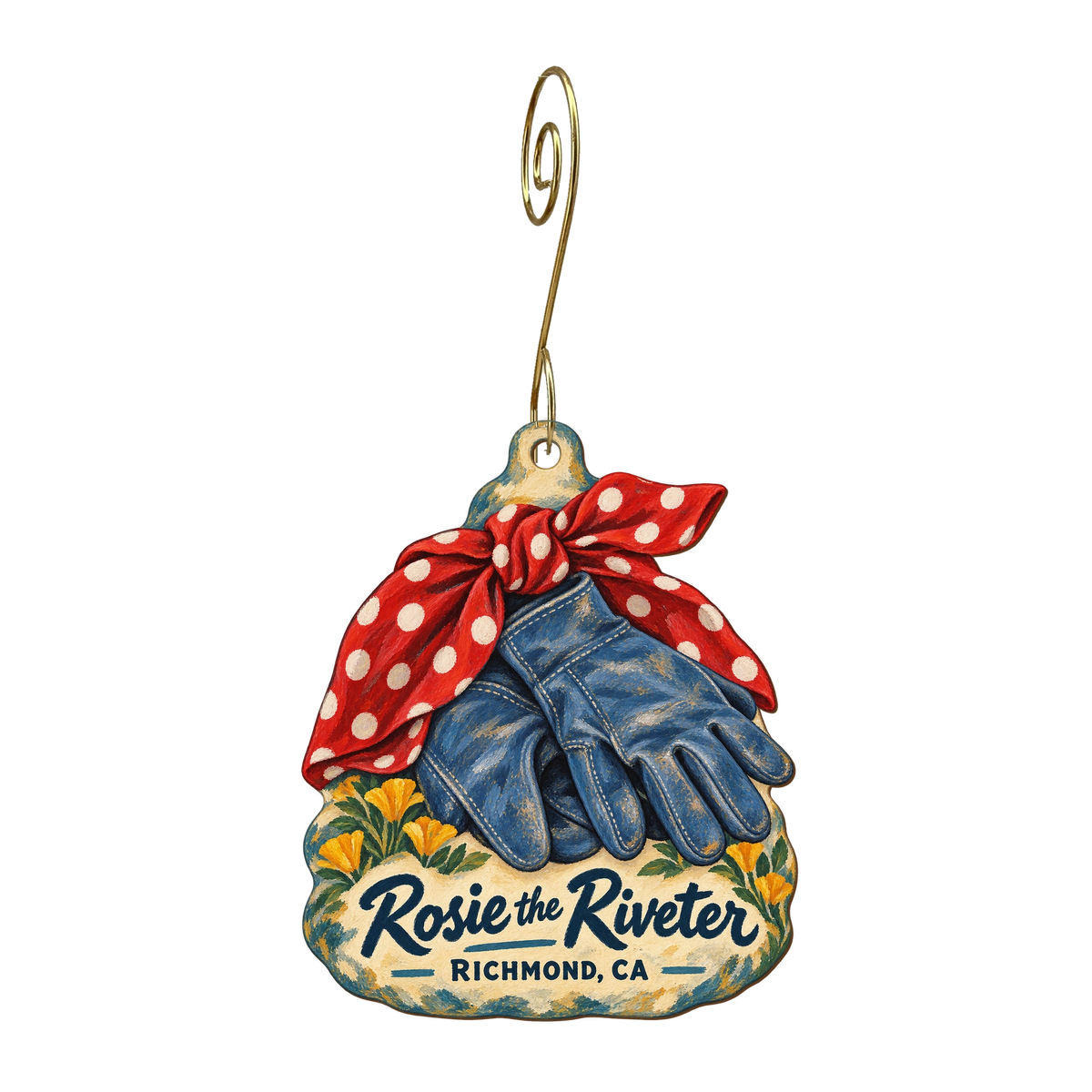 Rosie the Riveter National Historical Park — Store identity custom wood ornament OC1781, photographic gold spiral hook