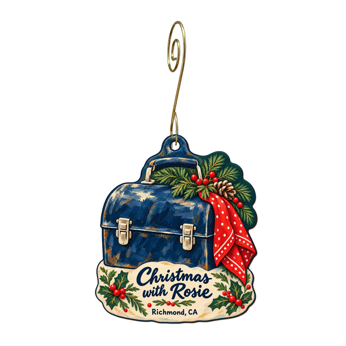 Rosie the Riveter National Historical Park — Christmas custom wood ornament OC1782, photographic gold spiral hook