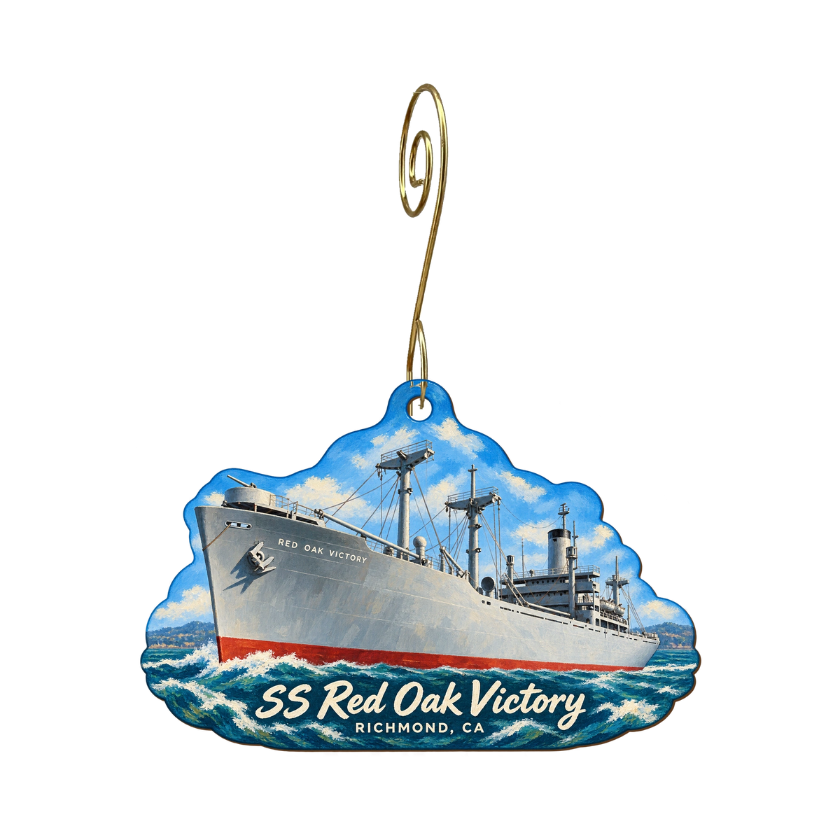 Rosie the Riveter National Historical Park — Local inspiration custom wood ornament OC1783, photographic gold spiral hook