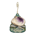 Stony Creek — Store identity custom wood ornament OC1787, photographic gold spiral hook