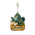 Teaism Tea Shop — Store identity custom wood ornament OC1799, photographic gold spiral hook