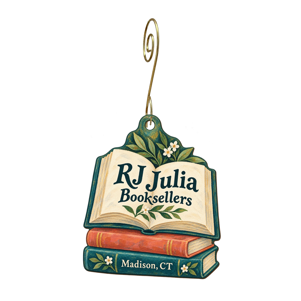 Rjjulia Madison — Store identity custom wood ornament OC1802, photographic gold spiral hook
