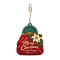 Unique Vintage — Christmas custom wood ornament OC1809, photographic gold spiral hook