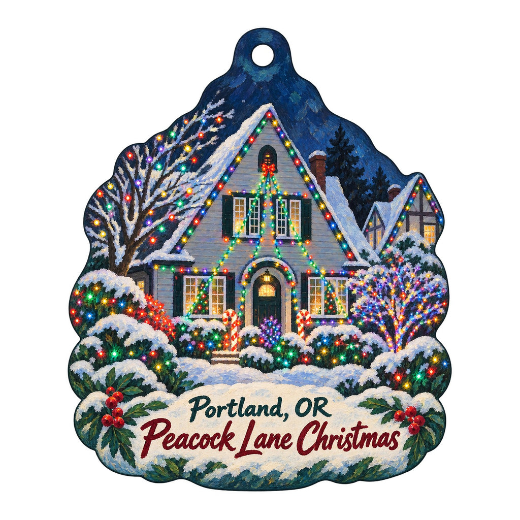 Rose Garden Store Christmas custom wood ornament OC180 on white
