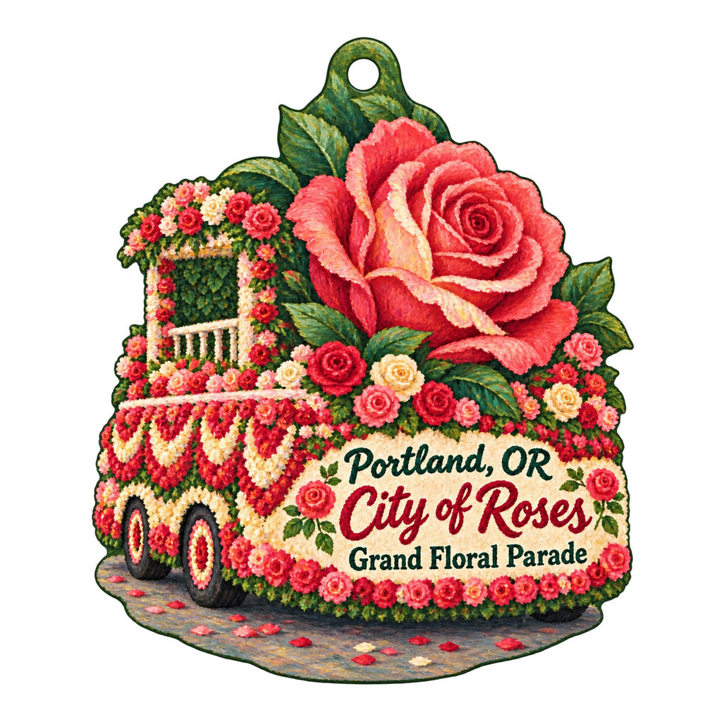 Rose Garden Store Town Icon custom wood ornament OC181 on white