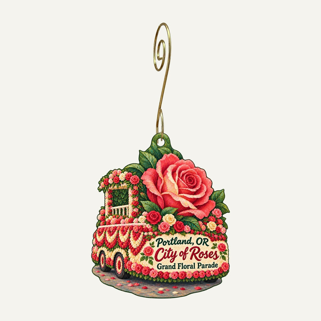 Rose Garden Store Town Icon custom wood ornament OC181 hanging on hook