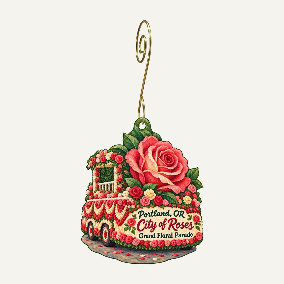 Rose Garden Store Town Icon custom wood ornament OC181 hanging on hook