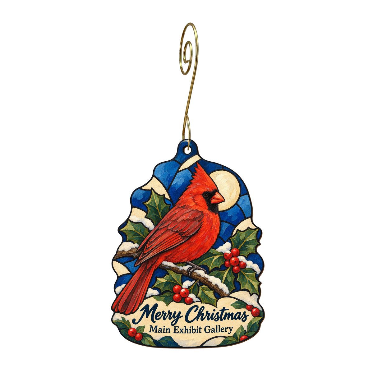 Main Exhibit Gallery — Christmas custom wood ornament OC1824, photographic gold spiral hook