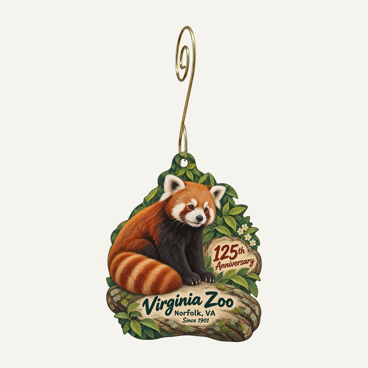 Virginia Zoo Gift Shop Logo custom wood ornament OC182 hanging on hook