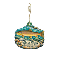 Fox Den Books — Local inspiration custom wood ornament OC1840, photographic gold spiral hook