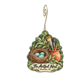 The Artful Nest — Store identity custom wood ornament OC1844, photographic gold spiral hook