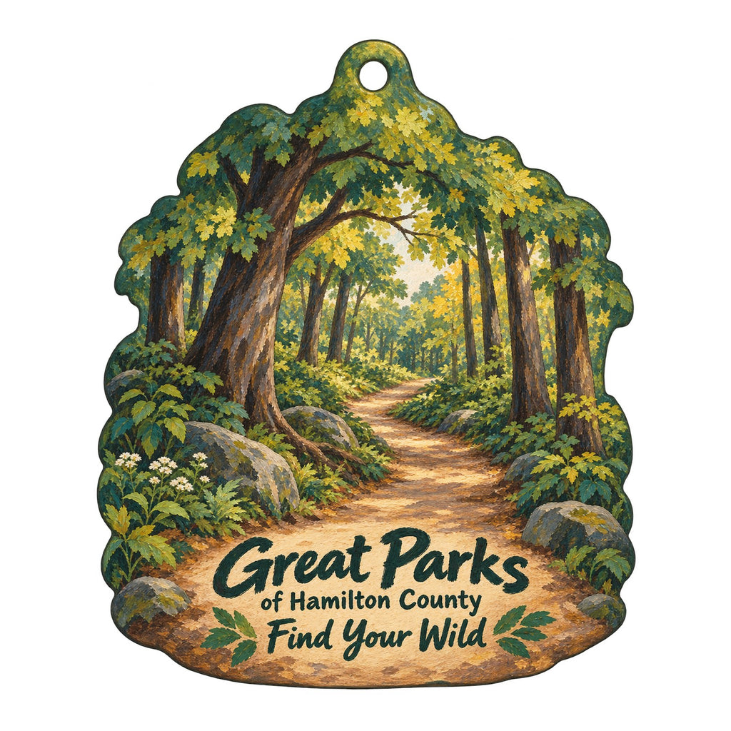 Great Parks of Hamilton County Logo custom wood ornament OC185 on white