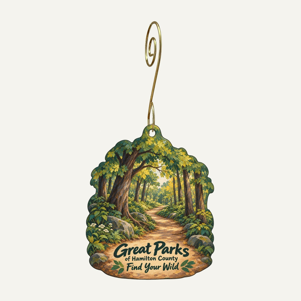 Great Parks of Hamilton County Logo custom wood ornament OC185 hanging on hook