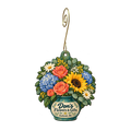 Don's Flowers & Gifts — Store identity custom wood ornament OC1862, photographic gold spiral hook