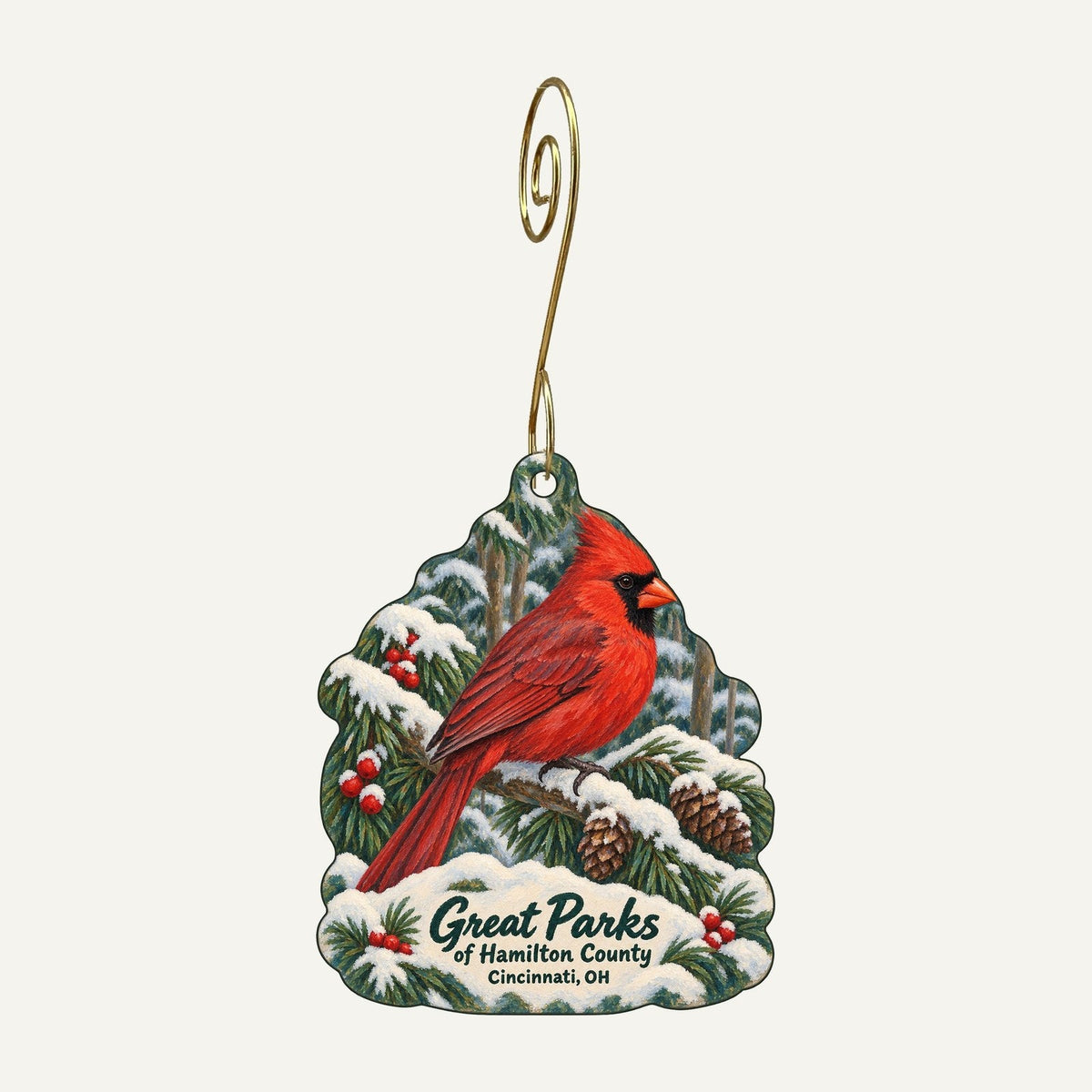 Great Parks of Hamilton County Christmas custom wood ornament OC186 hanging on hook