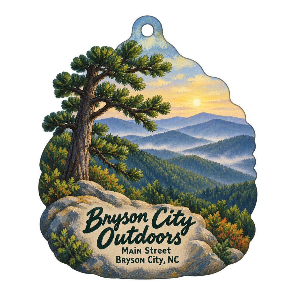 Bryson City Outdoors Logo custom wood ornament OC188 on white