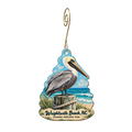 Johnnie Mercers Fishing Pier — Local inspiration custom wood ornament OC1891, photographic gold spiral hook