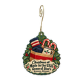 Made in the USA General Store — Christmas custom wood ornament OC1899, photographic gold spiral hook
