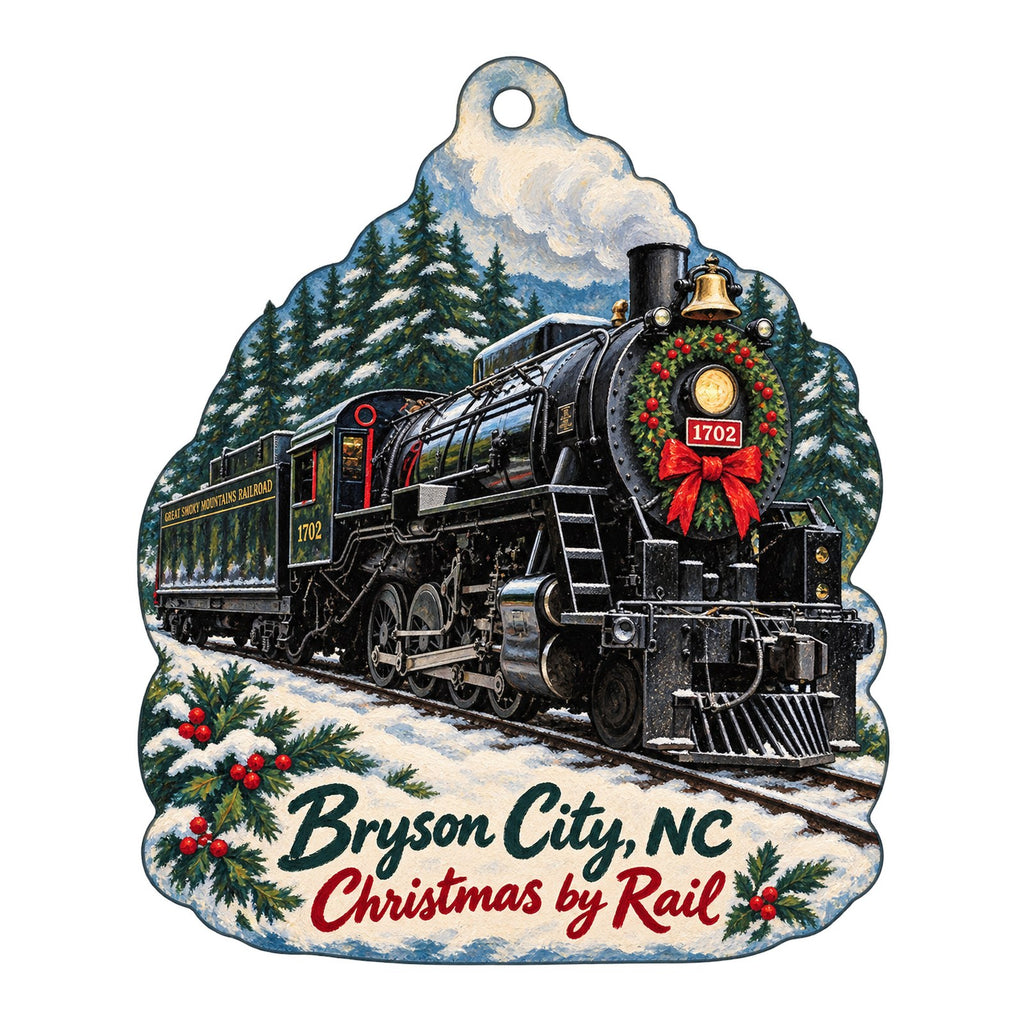 Bryson City Outdoors Christmas custom wood ornament OC189 on white