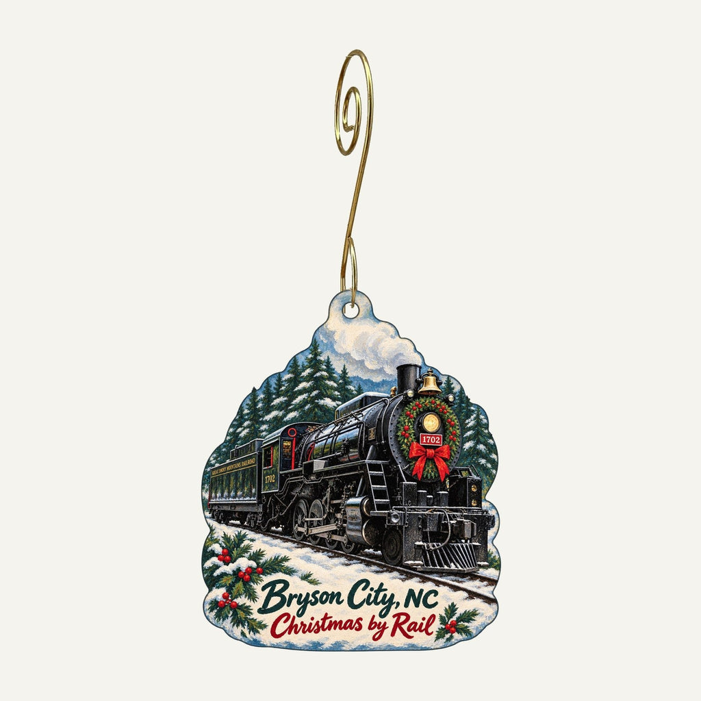 Bryson City Outdoors Christmas custom wood ornament OC189 hanging on hook