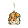 Baptist Health Louisville Gift Shop — Store identity custom wood ornament OC1901, photographic gold spiral hook