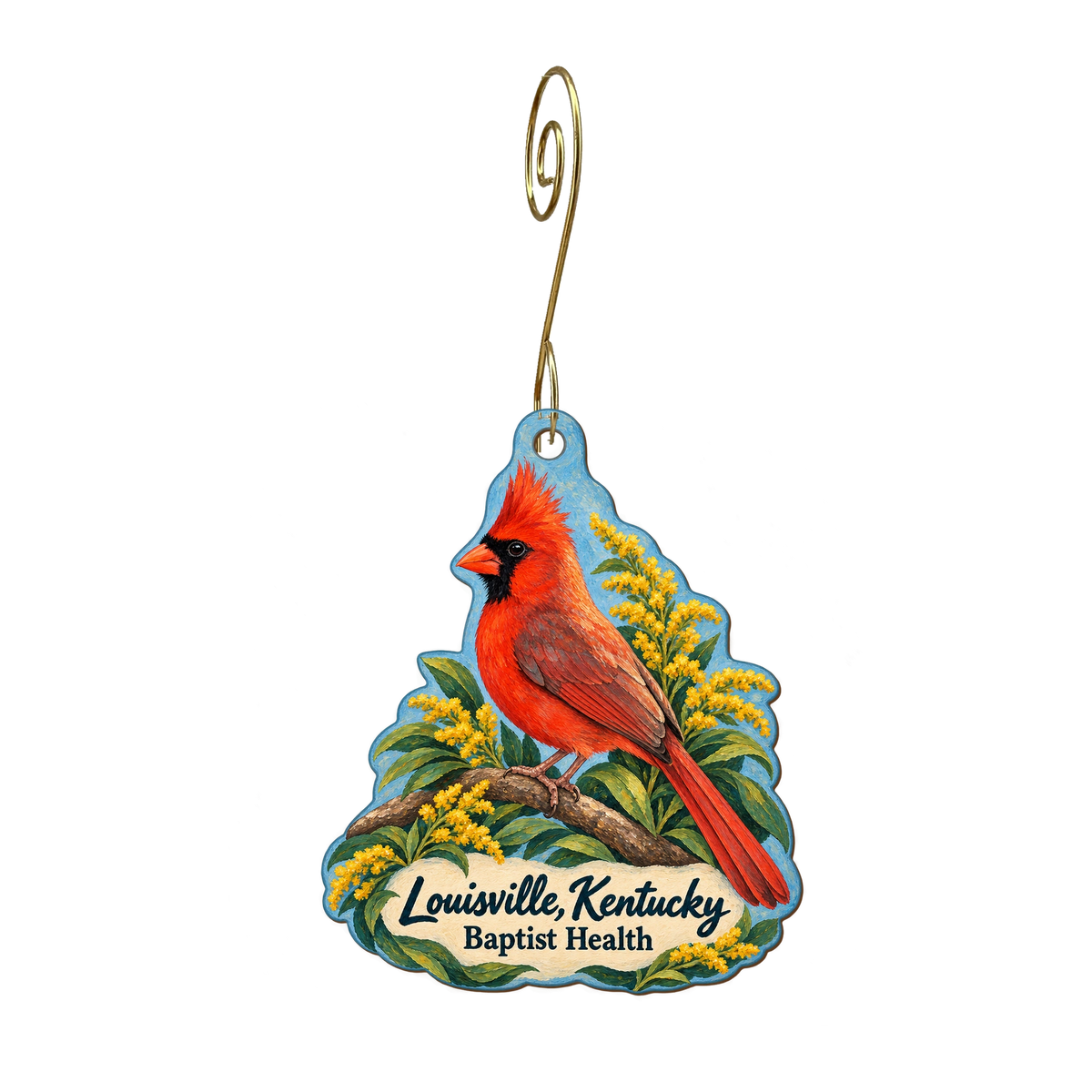 Baptist Health Louisville Gift Shop — Local inspiration custom wood ornament OC1903, photographic gold spiral hook