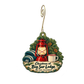 Big Sur Lodge — Christmas custom wood ornament OC1911, photographic gold spiral hook