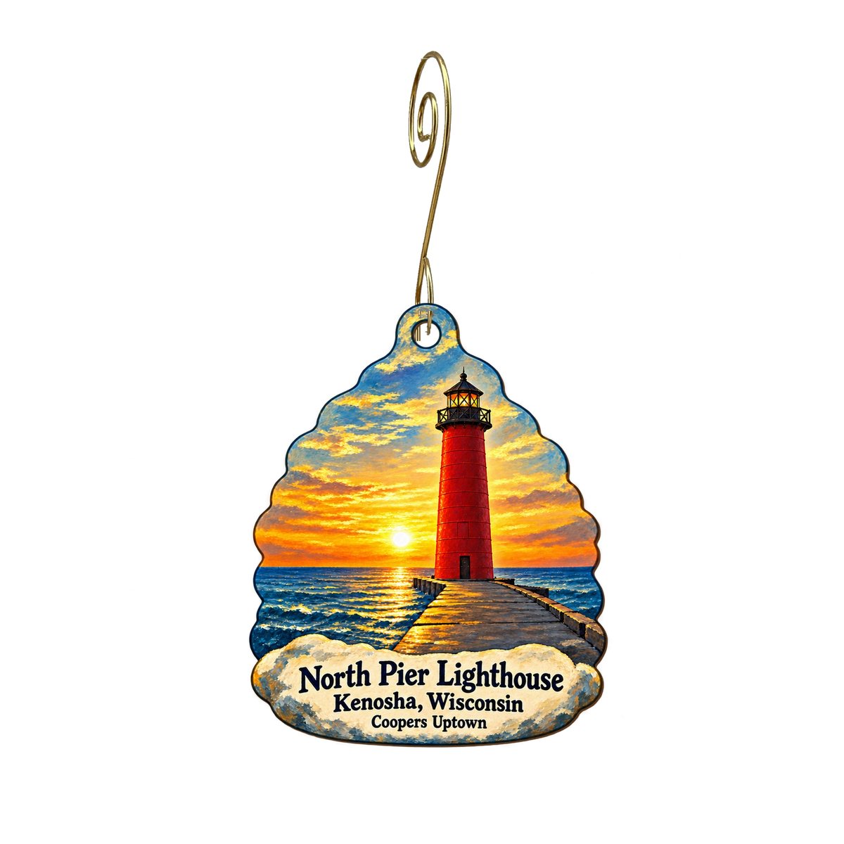 Coopers Uptown — Local inspiration custom wood ornament OC1915, photographic gold spiral hook