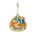 Maxwell's — Store identity custom wood ornament OC1916, photographic gold spiral hook