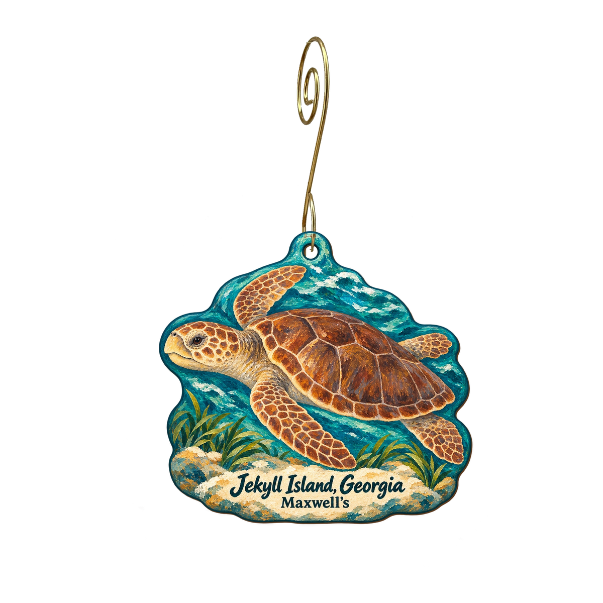 Maxwell's — Local inspiration custom wood ornament OC1918, photographic gold spiral hook