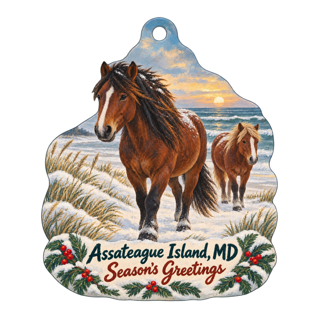 Assateague Island National Seashore Park Store Christmas custom wood ornament OC192 on white