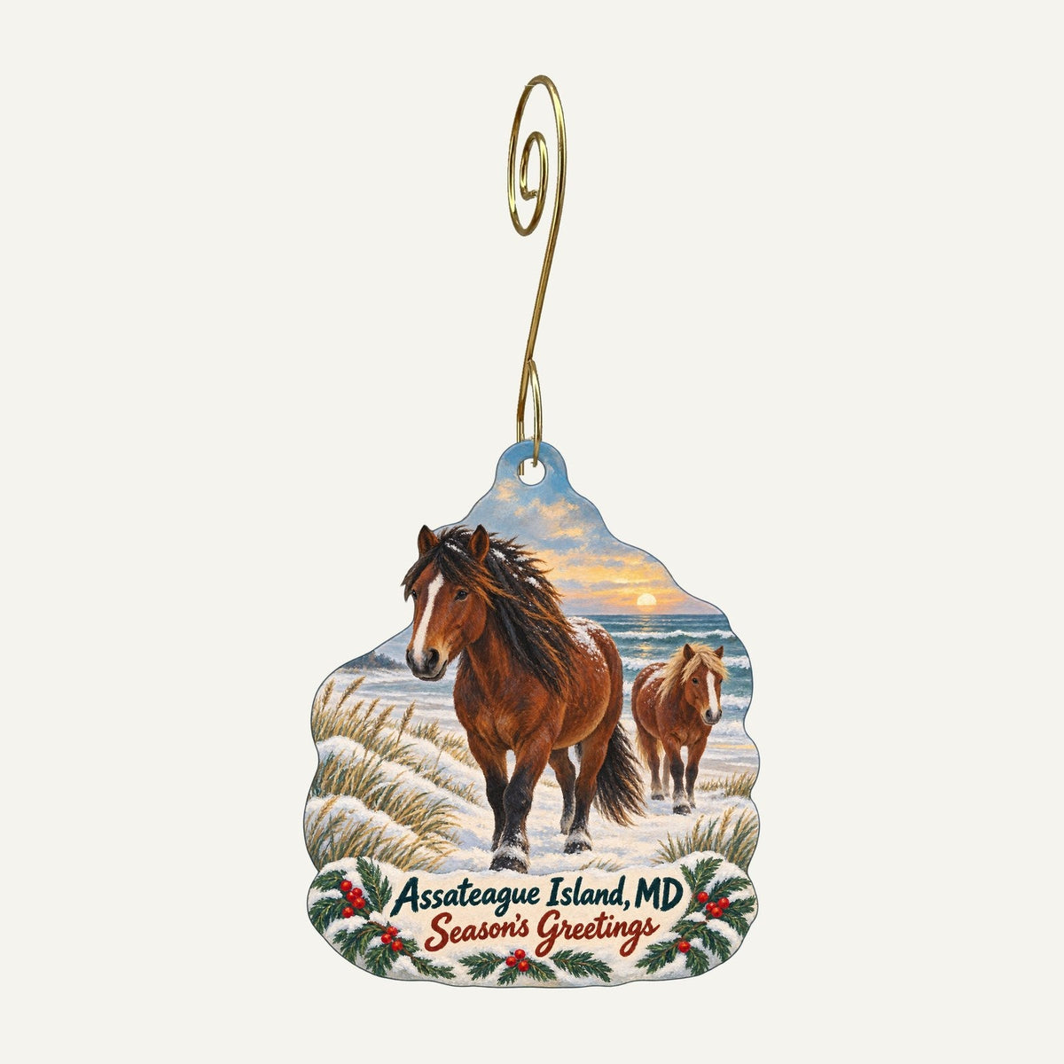 Assateague Island National Seashore Park Store Christmas custom wood ornament OC192 hanging on hook
