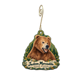 Jackson Mercantile - Mountain GIfts and Taxidermy — Store identity custom wood ornament OC1934, photographic gold spiral hook
