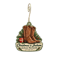 Jackson Mercantile - Mountain GIfts and Taxidermy — Christmas custom wood ornament OC1935, photographic gold spiral hook