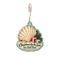 Sea Shell Shop — Christmas custom wood ornament OC1938, photographic gold spiral hook