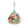 Flamingo Jim's Gifts — Christmas custom wood ornament OC1947, photographic gold spiral hook
