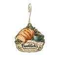 Froehlich's — Store identity custom wood ornament OC1949, photographic gold spiral hook
