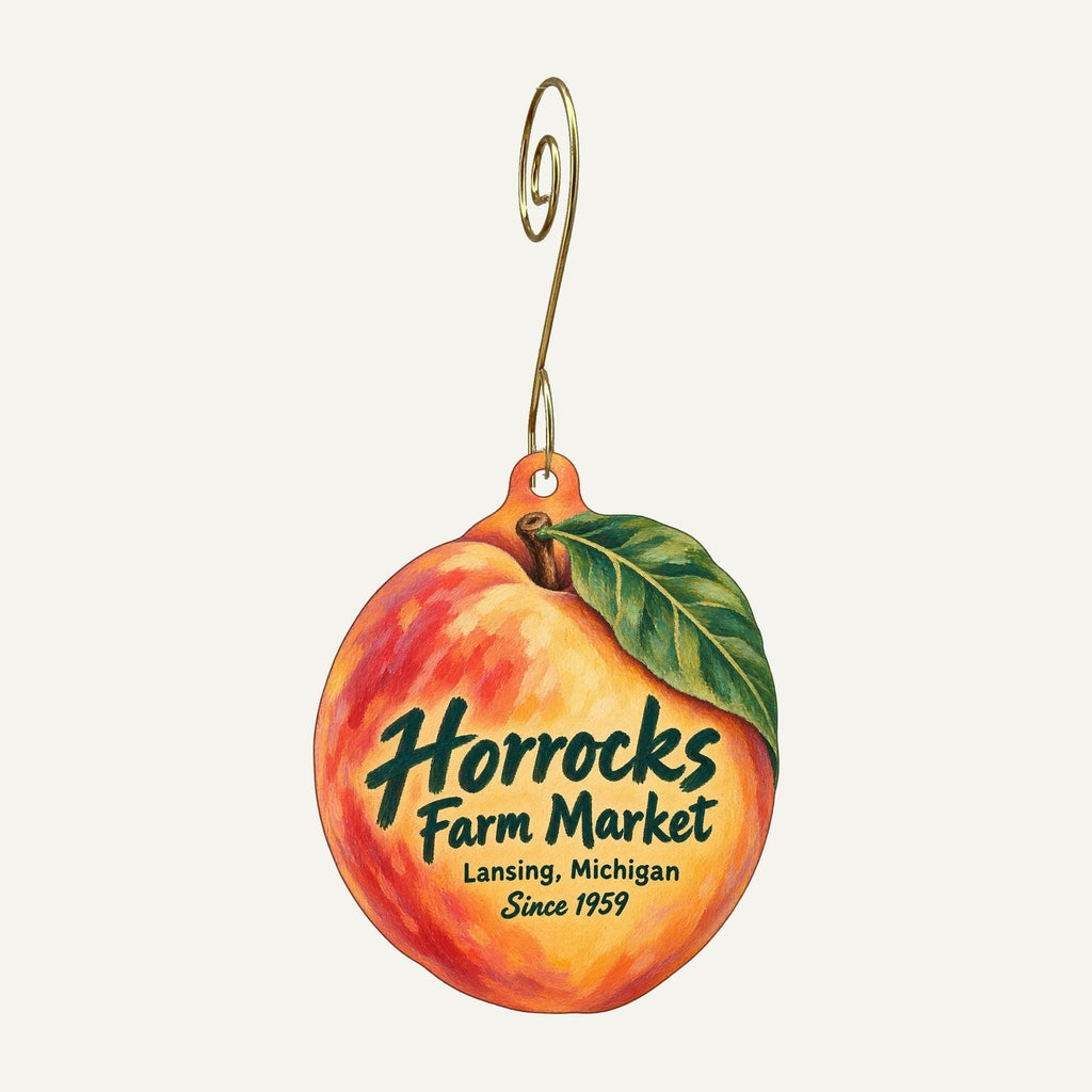 Horrocks Farm Market Logo custom wood ornament OC194 hanging on hook